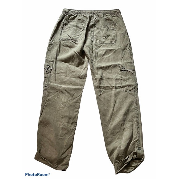 Anthropologie Cloth & Stone Pants •XS• Green Cargo Cropped Soft Tencel Joggers - Picture 2 of 5